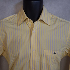Lacoste Button Up Shirt Men's Small 38 Yellow Striped Long Sleeves