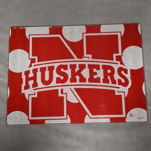 Nebraska Cornhuskers Glass Cutting Board 15