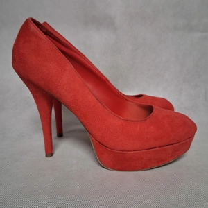 Brash Red High Heels Women's Size 11 Faux Suede 5 1/2