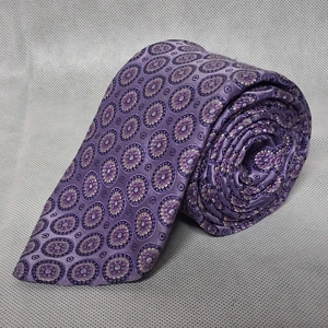 Ike Behar Silk Necktie Purple Floral Hand Tailored USA 59