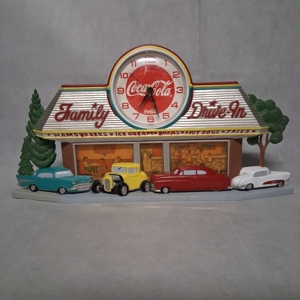 Vintage 1988 Coca-Cola Drive In Diner 3-D Wall Clock Burwood Products WORKS