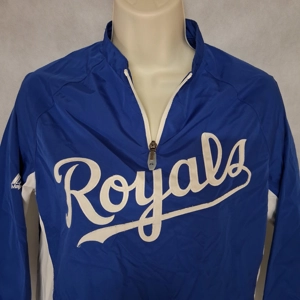 Majestic Kansas City Royals 1/4 Zip Pullover Jacket Men's Small Blue Windbreaker