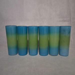 Blendo West Virginia Glass Bermuda Twist Highball Glasses 6 Blue Green 6 1/4
