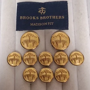 Brooks Brothers Gold Blazer Buttons 10 2-Large 8-Small Golden Fleece Sheep Logo