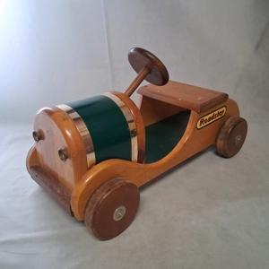 Woods Of America Wooden Roadster Ride On Model Toy Car Green Gold Trim 24