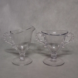 Imperial Glass Candlewick Creamer and Open Sugar Set Stem 3400