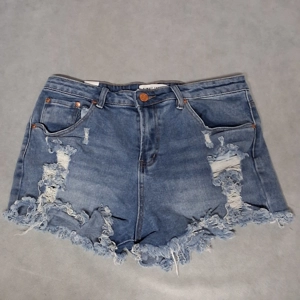Almost Famous Cutoff Jean Shorts Women's 13 (29x3) Blue Distressed Frayed