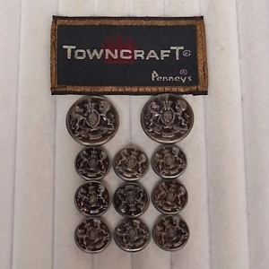 Towncraft JC Penneys Silver Blazer Buttons 11 2-Large, 9 Smaller