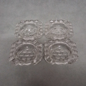 American Fostoria Small Square Glass Ash Trays 4 in Set 3