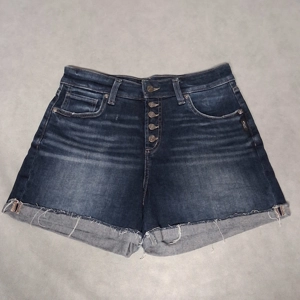 Silver Jeans Avery Jean Shorts 28x4 Dark Blue Washed Button Front Boyfriend