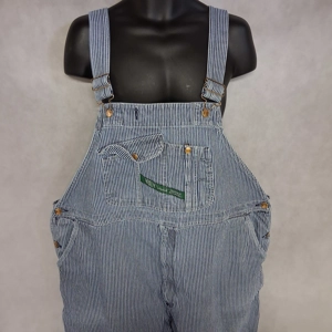 Key Imperial Bib Overalls 50x30 Hickory Striped Denim Railroad Engineer