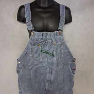 Key Imperial Bib Overalls 48x32 Hickory Striped Denim Railroad Engineer