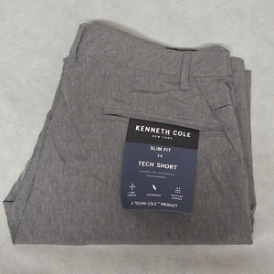 Kenneth Cole Tech Shorts Men's 34 Gray Slim Fit Moisture Wicking Stretch New