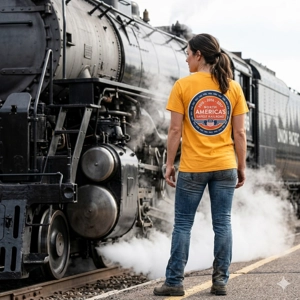 Port & Co Union Pacific Railroad Graphic T-Shirt Women's XL Yellow Safest RR