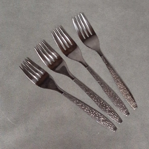 ABCO TWA Airlines Dinner Forks 4 Stainless Steel Atomic Jet Basketweave Handle