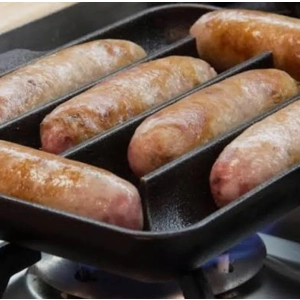 Upan Cast Iron Sausage Grill Pan Skillet Holds 6-6