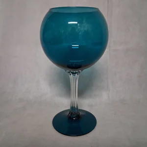 Empoli Brandy Snifter Vase Blue Clear Fluted Stem