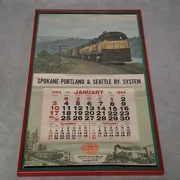 1965 Spokane Portland & Seattle Railroad Wall Calendar Glass Framed Complete