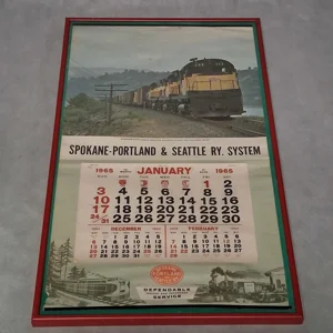 1965 Spokane Portland & Seattle Railroad Wall Calendar Glass Framed Complete