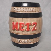 Metz Premium Beer Barrel Bank Brown Ceramic with Stopper 6