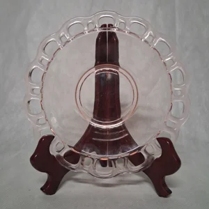 Lancanster Open Work Pink Shallow Serving Bowl Pink Depression Glass 9 1/2