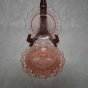 Hocking Old Colony Open Lace Luncheon Plates 4 Pink Depression Glass 8 1/4
