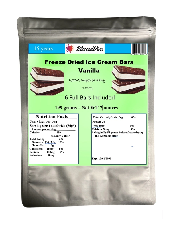 Freeze Dried Vanilla Ice Cream Sandwiches - 6 Full Sandwiches