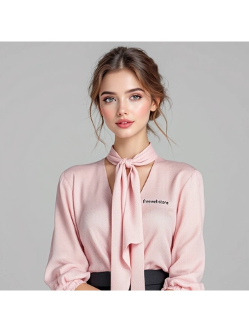 Pink Tie Neck Blouse
