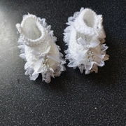 Handmade Knitted Lace Trimmed Baby Shoes