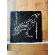 Simple Line Bird Carved Slate “Small Free Birds Fly” Ogham