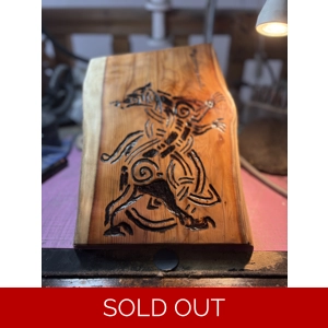 Fierce Carving in Yew Wood- Celtic Viking Fusion Wall Art