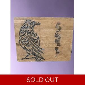 “Nevermore” Reclaimed Wood Ogham Carving