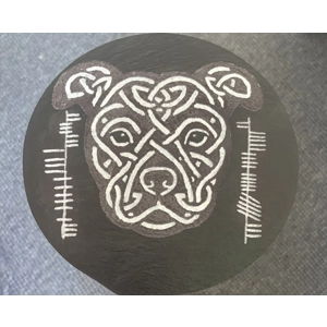 “Faithful Friend” Celtic Dog Staffy Carved Slate