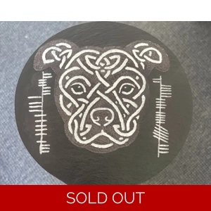 “Faithful Friend” Celtic Dog Staffy Carved Slate