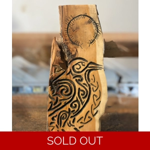 “Flying Free” Celtic Knot Raven Ogham on Yew