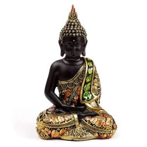 Black & Orange Gold Thai Buddha Contemplation Ornament