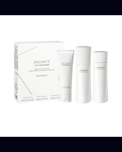 Kose Cosme Decorte Lift Dimension Brighten+Plump Care Set is a premium skincare collection designe