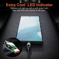 100W Fast Charging USB-A to USB-C Cable, LED Indicator, Braided Nylon, 1m Length