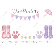 Wellington boot family print