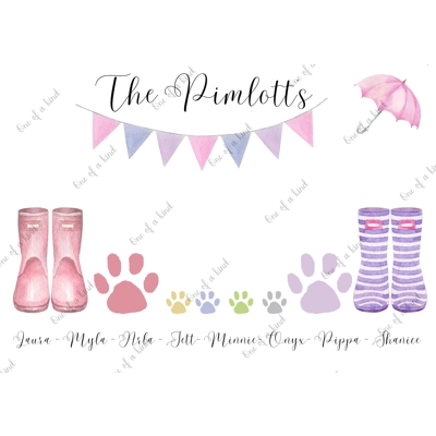 Wellington boot family print