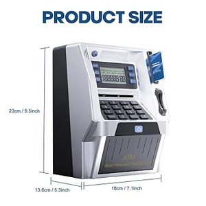 Mini Toy ATM Savings Bank with Realistic Debit Card and Coin Reader - Perfect Gift for Kids