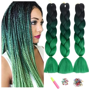 Black green  braids