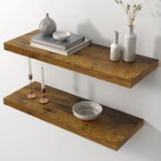 Elbur Wide wood floating shelves, walls shelf display for bathroom/bedroom/livingroom