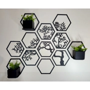 Hexagonal Wall Art With planter pots