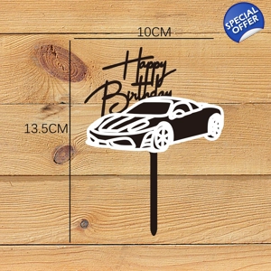 HAPPY BIRTHDAY TOPPER WITH CAR AND BICYCLE
