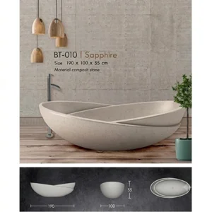 Handcrafted Terrazzo Stone and Cement Freestanding Bathtub - Spa Quality