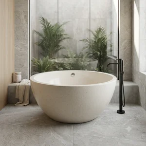 Handcrafted Terrazzo Stone Freestanding Bathtub - Spa Quality (Round)