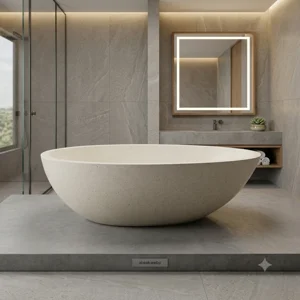 Handcrafted Terrazzo Stone Freestanding Bathtub - Spa Quality (Oval)