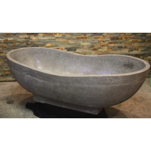 Handcrafted Dark Grey Terrazzo Stone Freestanding Bathtub - Spa Quality