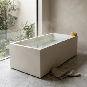 Handcrafted Terrazzo Stone Freestanding Bathtub - Spa Quality (Rectangular)
